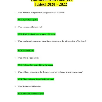 ATI Anatomy and Physiology Proctored Exam. Questions and Answers. Latest 2020-2021